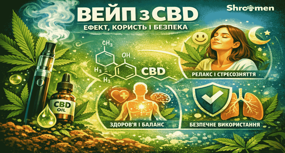 ВЕЙП З CBD — ШВИДКИЙ ЕФЕКТ, КОРИСТЬ І БЕЗПЕЧНЕ ВИПАРУВАННЯ